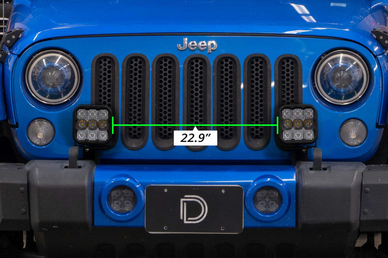 Diode Dynamics 07-18 Jeep JK Wrangler SS5 Bumper LED Pod Light Kit - Yellow Pro Combo