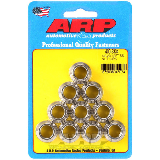 ARP 1/2in x 20 SS 12pt Nut Kit (10/pkg) ARP Hardware Kits - Other