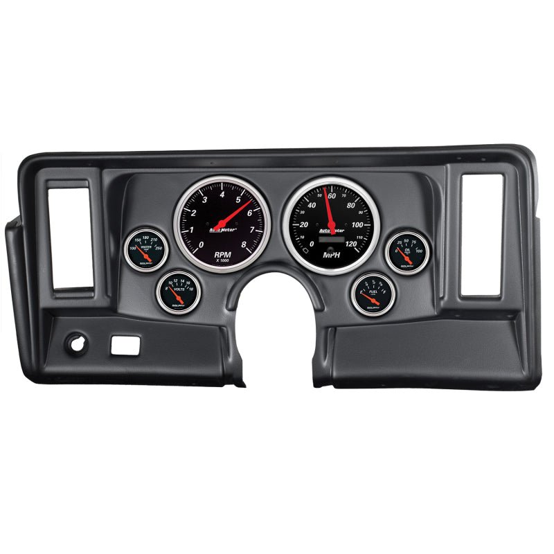 Autometer Designer Black 69-76 Nova Dash Kit 6pc Tach / MPH / Fuel / Oil / WTMP / Volt AutoMeter Gauges
