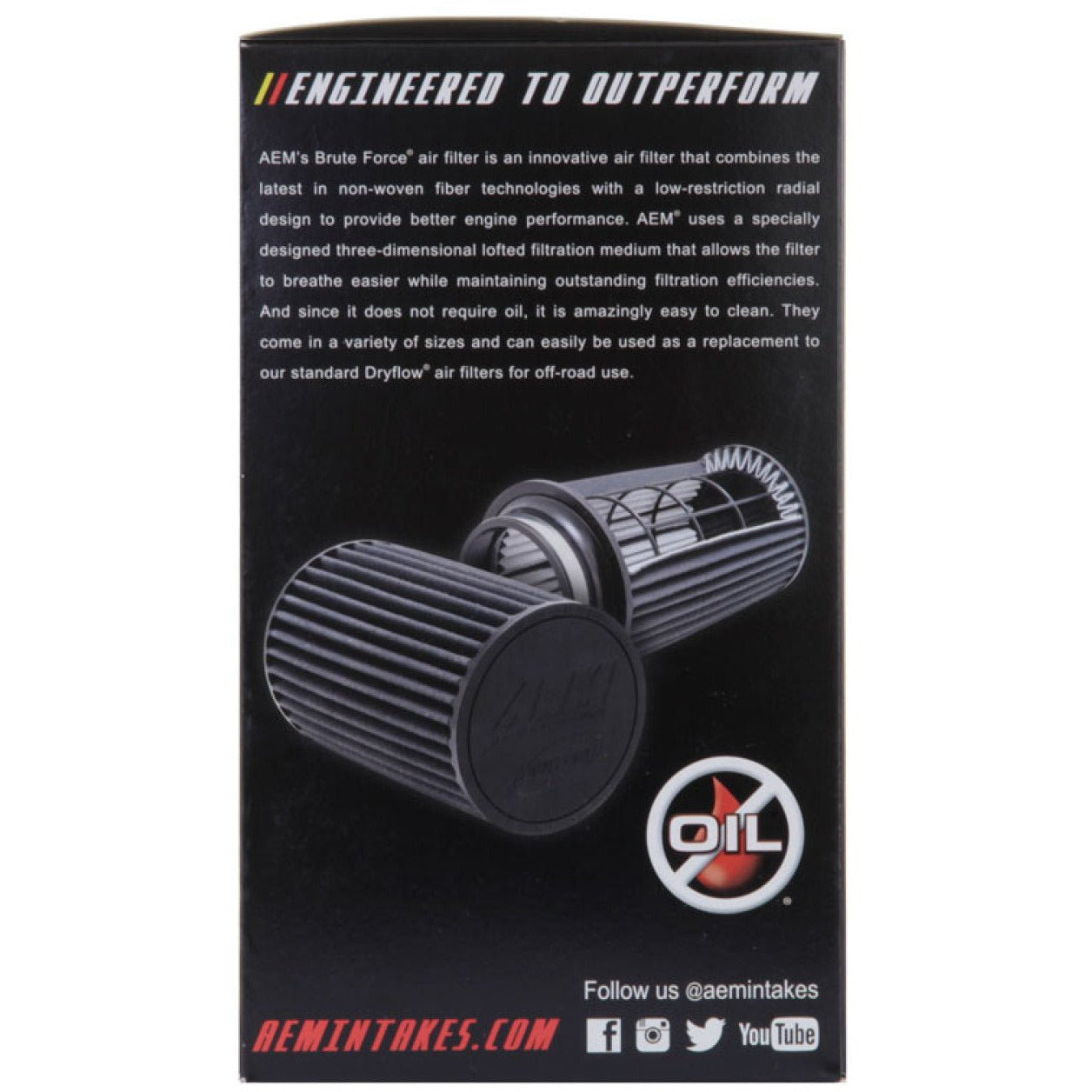 AEM Dryflow 3.25in. X 7in. Round Tapered Air Filter AEM Induction Air Filters - Universal Fit