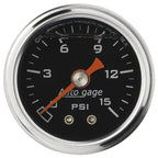 Autometer AutoGage 1.5in Liquid Filled Mechanical 0-15 PSI Fuel Pressure Gauge - Black AutoMeter Gauges