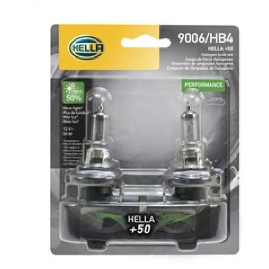 Hella Bulb 9006 12V 55W P22D T4 +50 (2) Hella Bulbs