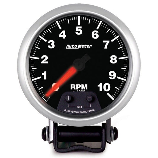 Autometer Elite Street Progressive Shift Light 3-3/8in Tachometer 0-10,000 RPM PED Mount AutoMeter Gauges