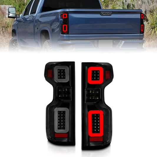 Anzo 19-21 Chevy Silverado Work TruckFull LED Tailights Black Housing Smoke Lens G2 (w/C Light Bars)