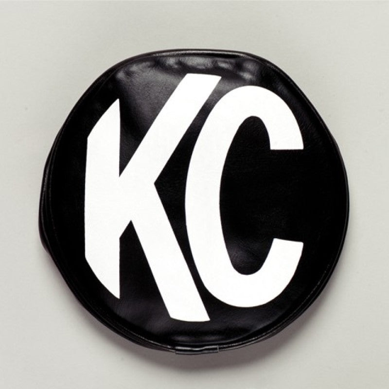 KC HiLiTES 6in. Round Soft Cover (Pair) - Black w/Yellow KC Logo