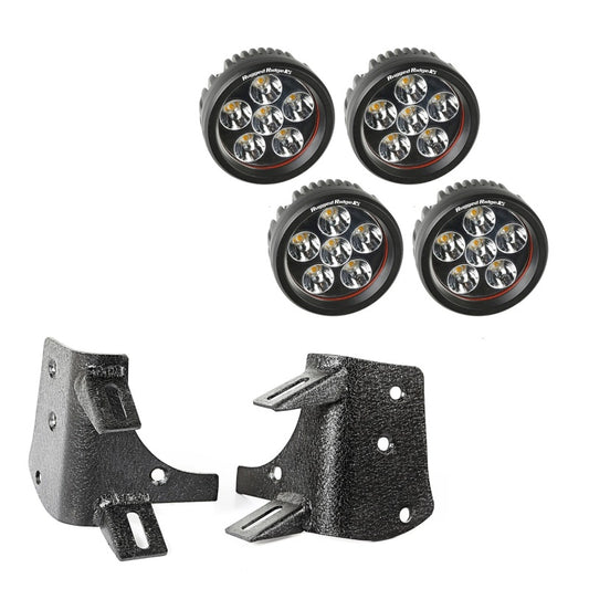 Rugged Ridge 97-06 Jeep Wrangler TJ/LJ 3.5in Round Dual A-Pillar LED Kit Rugged Ridge Light Bars & Cubes