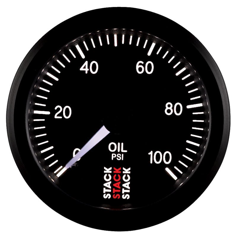 Autometer Stack 52mm 0-100 PSI 1/8in NPTF (M) Mechanical Oil Pressure Gauge - Black AutoMeter Gauges