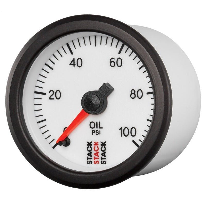 Autometer Stack 52mm 0-100 PSI 1/8in NPTF Male Pro Stepper Motor Oil Pressure Gauge - White AutoMeter Gauges