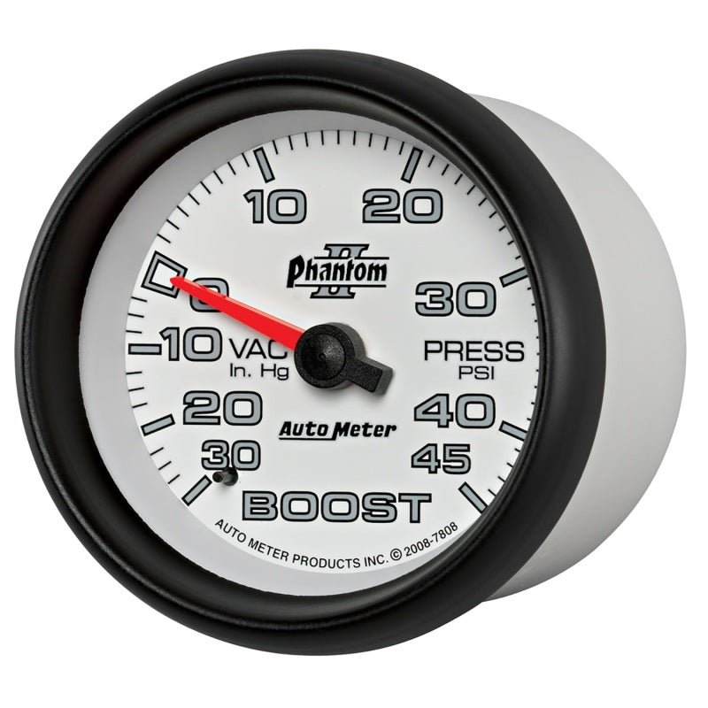 Autometer Phantom II 2-5/8in 30INHG-45PSI Phantom Mechanical Boost/Vacuum Gauge AutoMeter Gauges