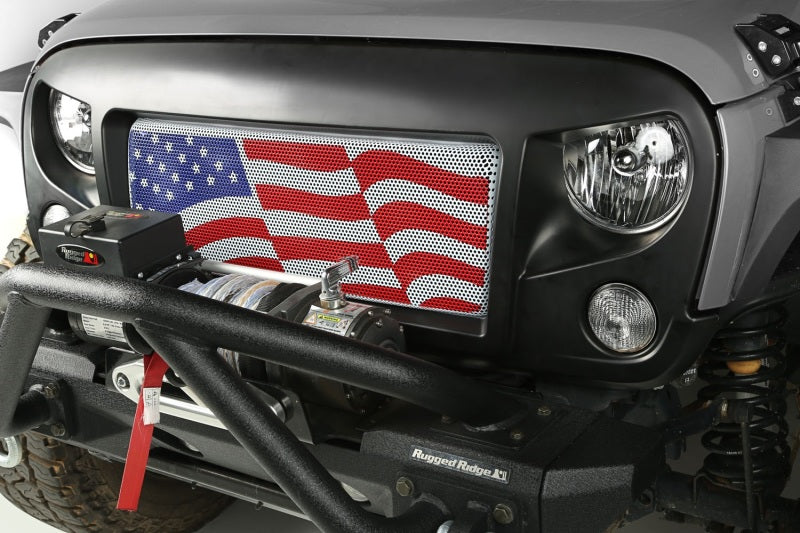 Rugged Ridge Grille Insert American Flag 07-18 Jeep Wrangler Rugged Ridge Grilles