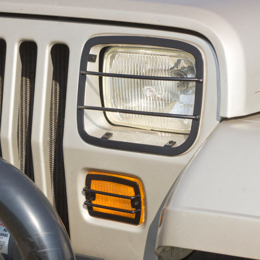 Rugged Ridge 87-95 Jeep Wrangler YJ Headlight & Turn Signal Euro Guard Set Rugged Ridge Light Covers and Guards