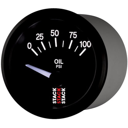 Autometer Stack Instruments 52mm 0-100 PSI 1/8in NPTF Electronic Oil Pressure Gauge - Black AutoMeter Gauges