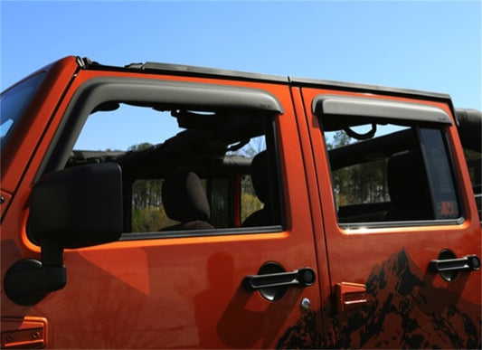 Rugged Ridge Window Visors Matte Black 07-18 4-Door Jeep Wrangler Rugged Ridge Wind Deflectors