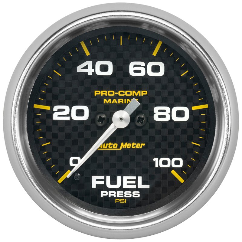 Autometer Marine Carbon Fiber 2-5/8in 100 PSI Digital Stepper Motor Fuel Pressure Gauge AutoMeter Uncategorized
