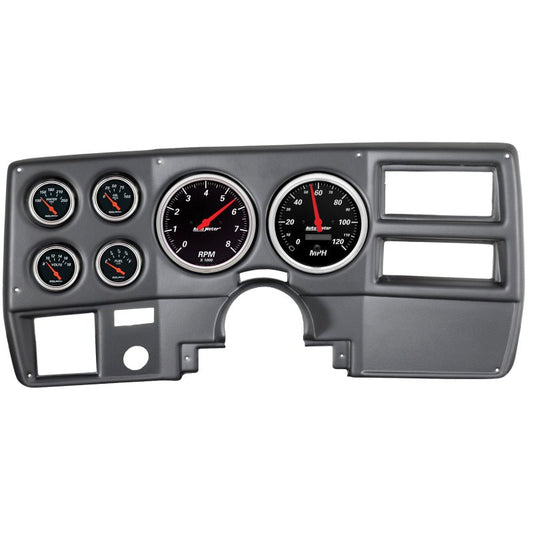 Autometer Designer Black 73-83 Chevy Truck / Suburban Dash Kit 6pc Tach/ MPH/ Fuel/ Oil/ WTMP/ Volt AutoMeter Gauges