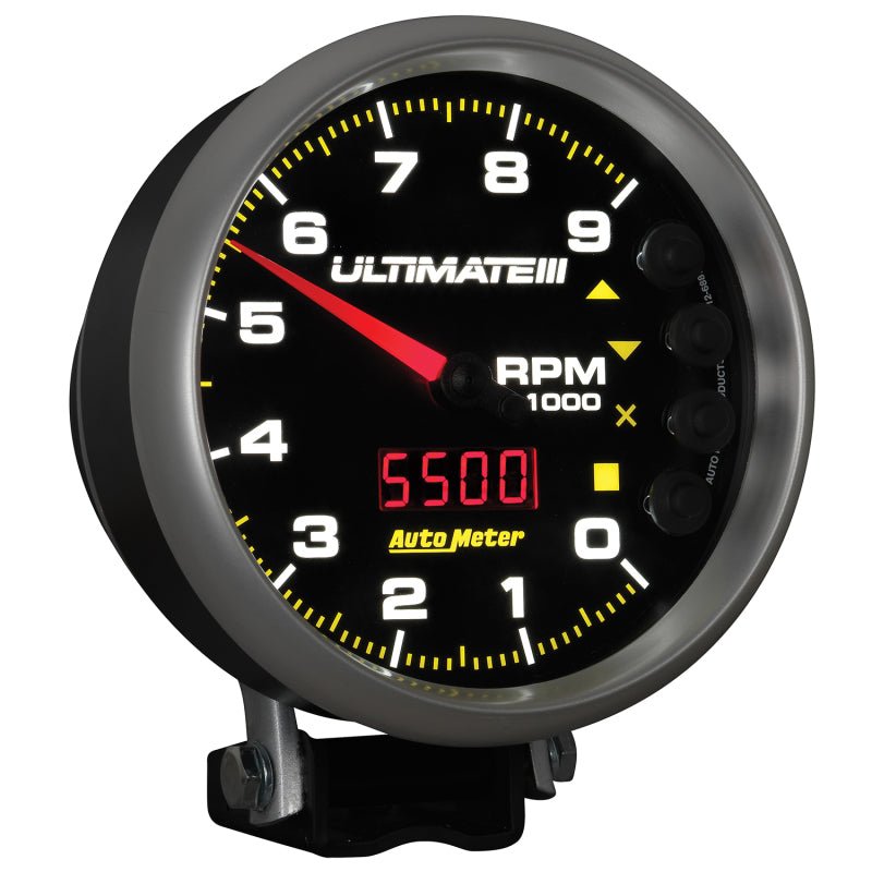 Autometer 5 inch Ultimate III Playback Tachometer 9000 RPM - Black AutoMeter Performance Monitors