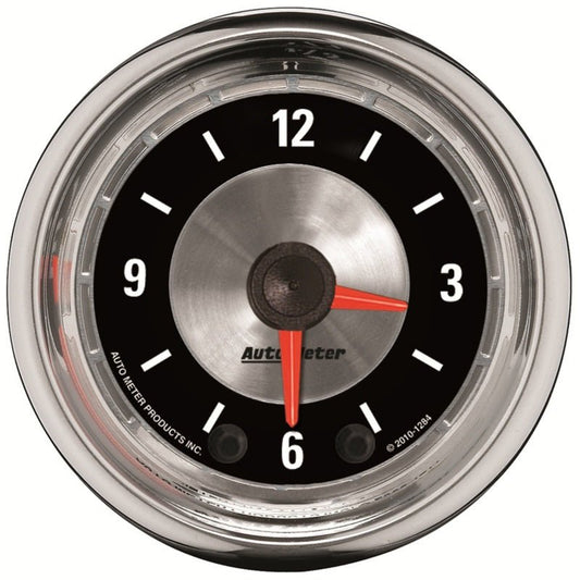 Autometer American Muscle 52mm Full Sweep Electric 12hr Analog Clock Gauge AutoMeter Gauges