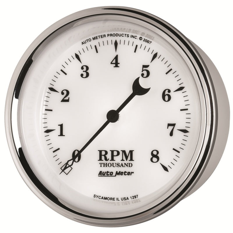 AutoMeter Gauge Tachometer 3-3/8in. 8K RPM In-Dash Old Tyme White II AutoMeter Gauges