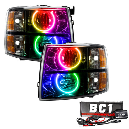 Oracle 07-13 Chevy Silverado SMD HL - Blk - Round Style - ColorSHIFT w/ BC1 Cntrl SEE WARRANTY