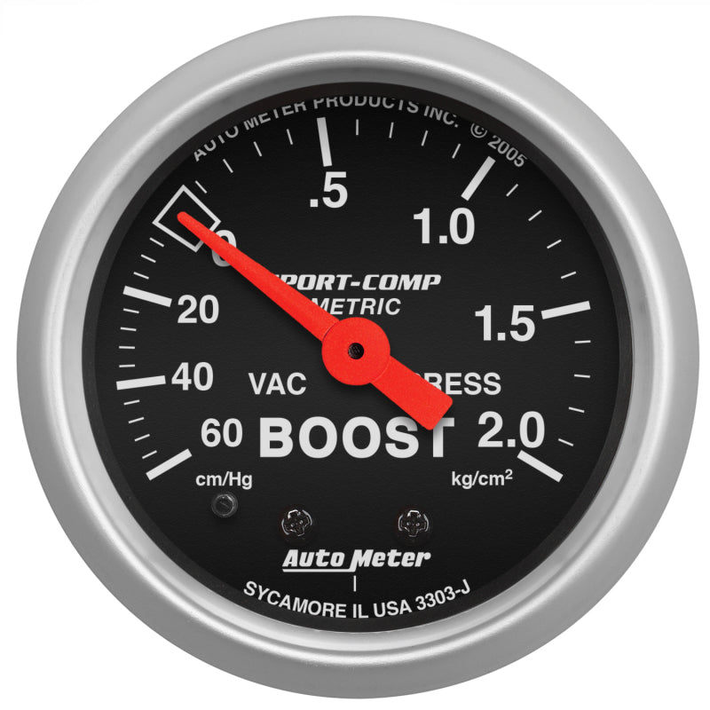 Autometer Sport-Comp 52mm 60 cm/Hg-2.0 Kg/Cm2 Mechanical Boost Gauge AutoMeter Gauges