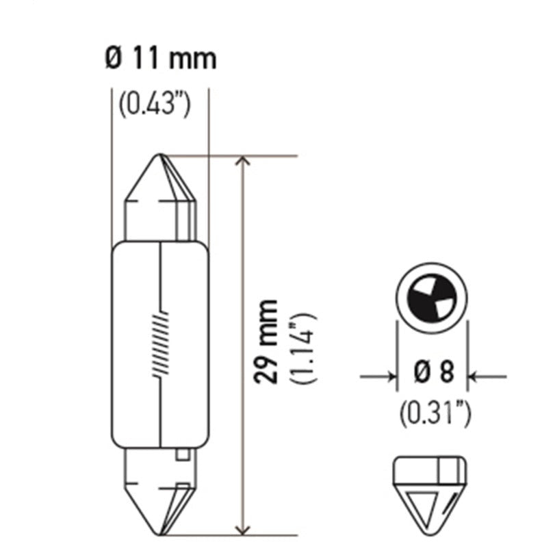 Hella Bulb 6430 24V 3W SV7-8 T2.5 8x29mm Hella Bulbs