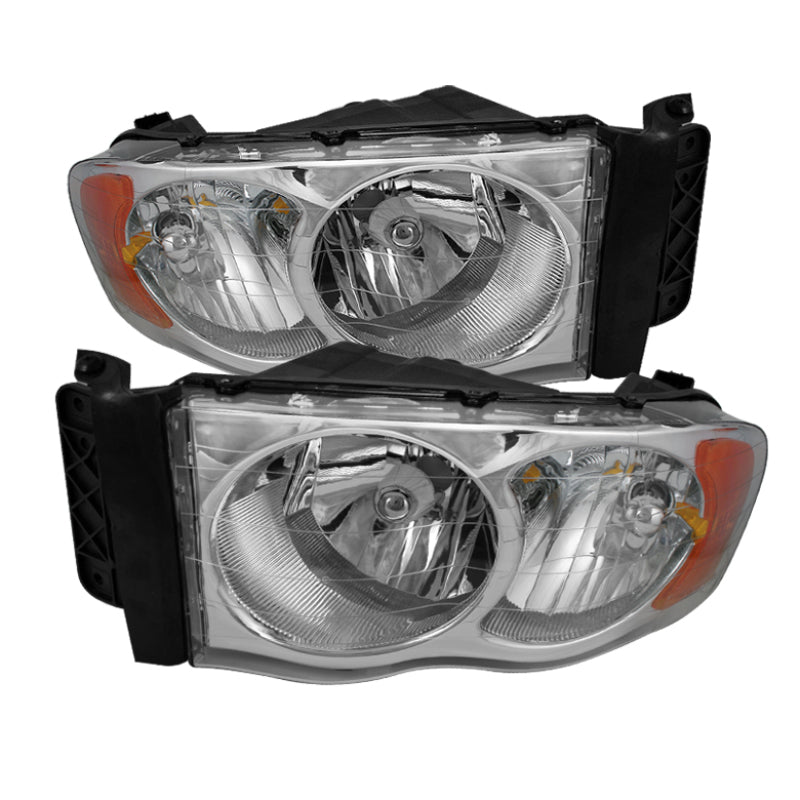 Xtune Dodge Ram 1500 02-05 Amber Crystal Headlights Chrome HD-JH-DR02-AM-C SPYDER Headlights