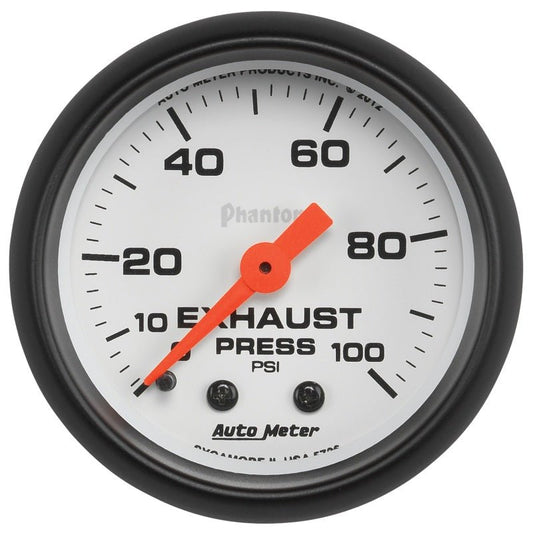 Autometer Phantom 2-1/16in 0-100 PSI Mechnical Exhaust (Drive) Pressure Gauge AutoMeter Gauges