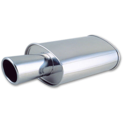 Vibrant StreetPower Oval Muffler with 4in Round Tip Angle Cut Rolled Edge - 2.5in inlet I.D. Vibrant Muffler