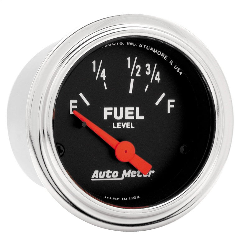 Autometer Traditional Chrome 52mm Short Sweep Electrical Fuel Level Gauge AutoMeter Gauges