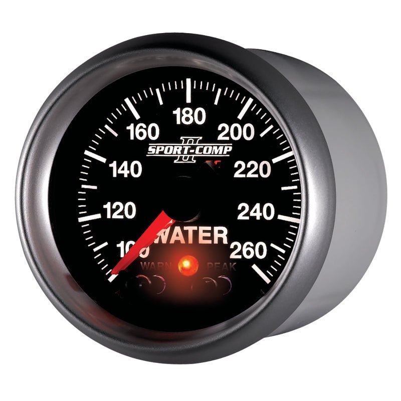 Autometer Sport-Comp II 52.4mm 100-260 Deg F Water Temp Peak & Warn w/ Electronic Control Gauge AutoMeter Gauges