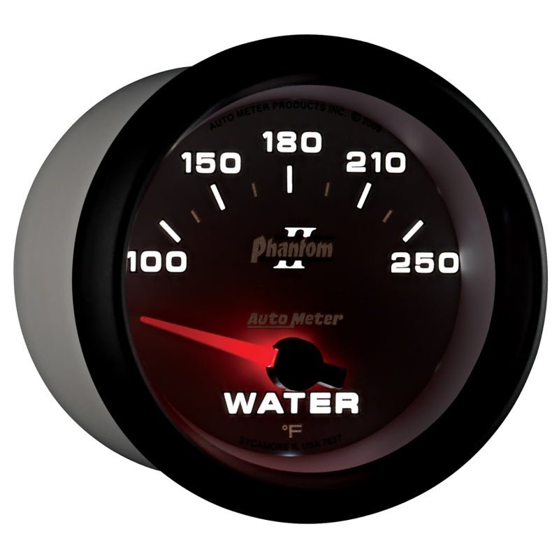 Autometer Phantom II 2-5/8in 100-250 Degrees F Electrical Water Temperature Gauge AutoMeter Gauges