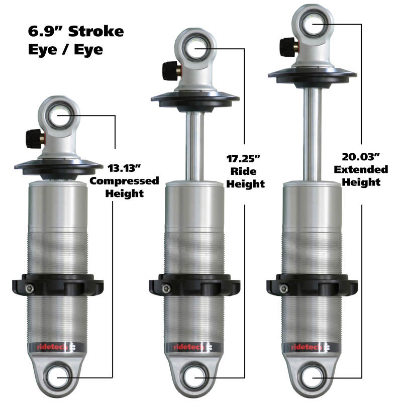 Ridetech HQ Series CoilOver Shock 6.9in Travel 2.5in Coil Eye/Eye Mounting 13.125in/20.025in Ridetech Coilovers