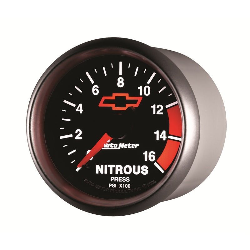 Autometer GM Bowtie Black 2-1/16in 0-1600 PSI Nitrous Pressure - Digital Stepper Motor AutoMeter Gauges
