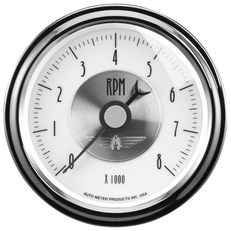 Autometer Prestige Pearl Series - Tachometer 3 3/8in 8K RPM In-Dash AutoMeter Gauges