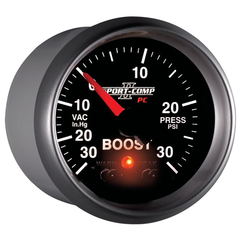 Autometer Sport-Comp II 52mm 30 IN HG / 30 PSI Electronic Boost/Vacuum Gauge AutoMeter Gauges