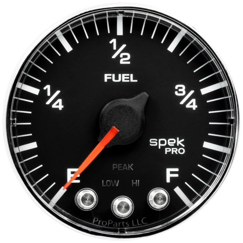 Autometer Spek-Pro Gauge Fuel Level 2 1/16in 0-270 Programmable Blk/Chrm AutoMeter Gauges