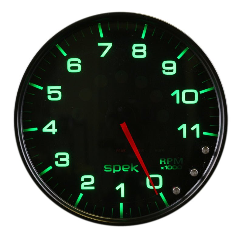 Autometer Spek-Pro Gauge Tachometer 5in 11K Rpm W/Shift Light & Peak Mem Black/Smoke/Black AutoMeter Gauges