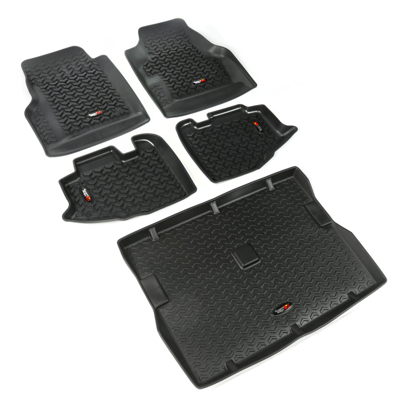 Rugged Ridge Floor Liner Front/Rear/Cargo Black 1997-2006 Jeep Wrangler TJ Rugged Ridge Floor Mats - Rubber