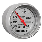 AutoMeter Marine Vac/Boost Gauge 2 5/8in  30INHG 30PSI Mechanical- Silver AutoMeter Gauges