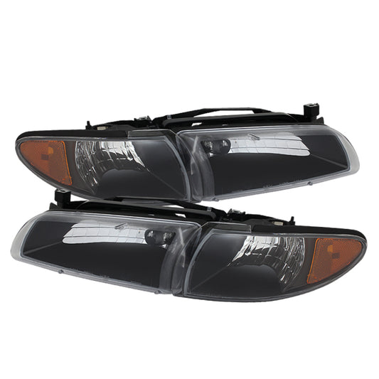 Xtune Pontiac Grand Prix 97-03 Crystal Headlights w/ Amber Corner Lights HD-JH-PGPRIX-SET-AM-BK SPYDER Headlights