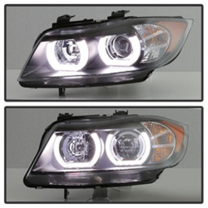 Spyder BMW E90 3-Series 06-08 4DR Headlights - Halogen Model Only - Black PRO-YD-BMWE9005V2-AM-BK