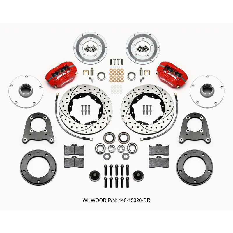 Wilwood Forged Dynalite-M Front Kit 10.75in Drilled Red 1950-1955 MG-TD/TF Wilwood Big Brake Kits