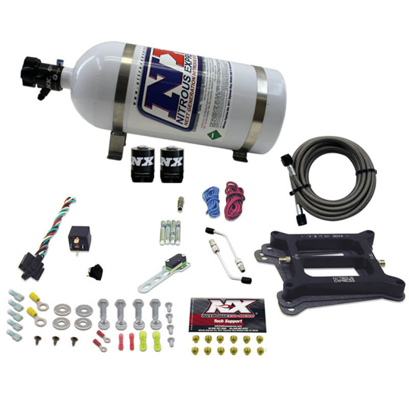 Nitrous Express 4150 4-BBL/Alcohol Nitrous Kit (50-300HP) w/10lb Bottle Nitrous Express Nitrous Systems