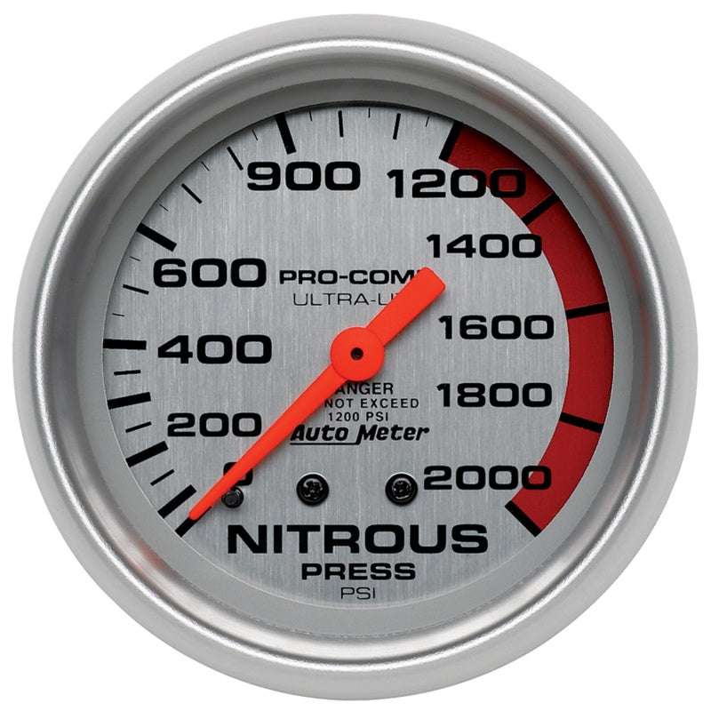 AutoMeter Gauge Nitrous Pressure 2-5/8in. 2000PSI Mechanical Ultra-Lite AutoMeter Gauges