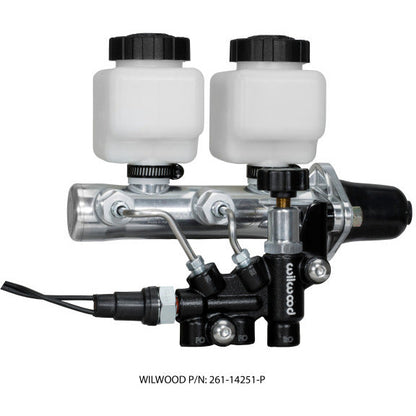 Wilwood Tandem Remote M/C Kit w L/H Brkt & Prop Valve - 1in Bore Ball Burnished Wilwood Brake Master Cylinder