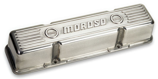 Moroso Chevrolet Small Block Valve Cover - 3.5in - Polished Aluminum - Pair