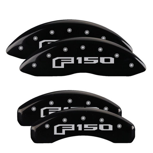 MGP 4 Caliper Covers Engraved Front & Rear Oval Logo/Ford Black Finish Silver Char 2013 Ford F-150