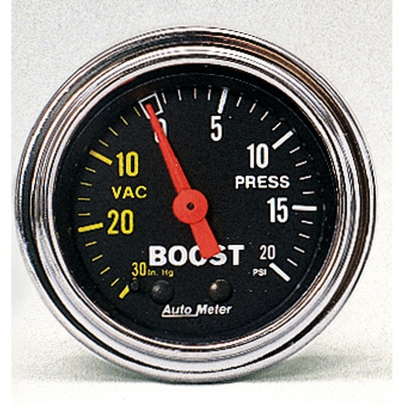 AutoMeter Gauge Vac/Boost 2-1/16in. 30Inhg-20PSI Mechanical Traditional Chrome AutoMeter Gauges