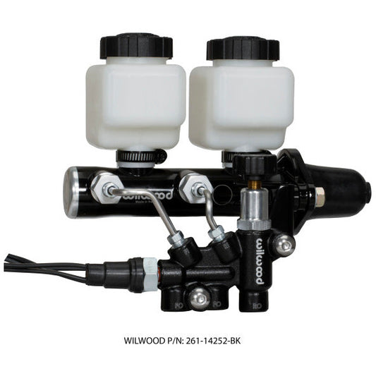 Wilwood Tandem Remote M/C Kit w L/H Brkt & Prop Valve - 1 1/8in Bore Black Wilwood Brake Master Cylinder