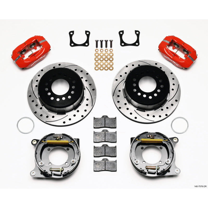 Wilwood Forged Dynalite P/S Park Brake Kit Drilled Red Chevy 12 Bolt-Spec 3.15in Brng Wilwood Big Brake Kits